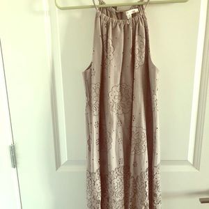 Beige high neck dress